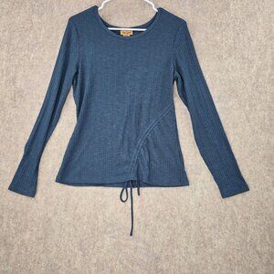 Wrangler Womens Ribbed Long Sleeve Top Size L Polyester & Rayon Blend